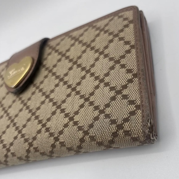 Authentic Vintage GUCCI Leather Long Wallet Brown Canvas Made in Italy NO BOX - Picture 5 of 14